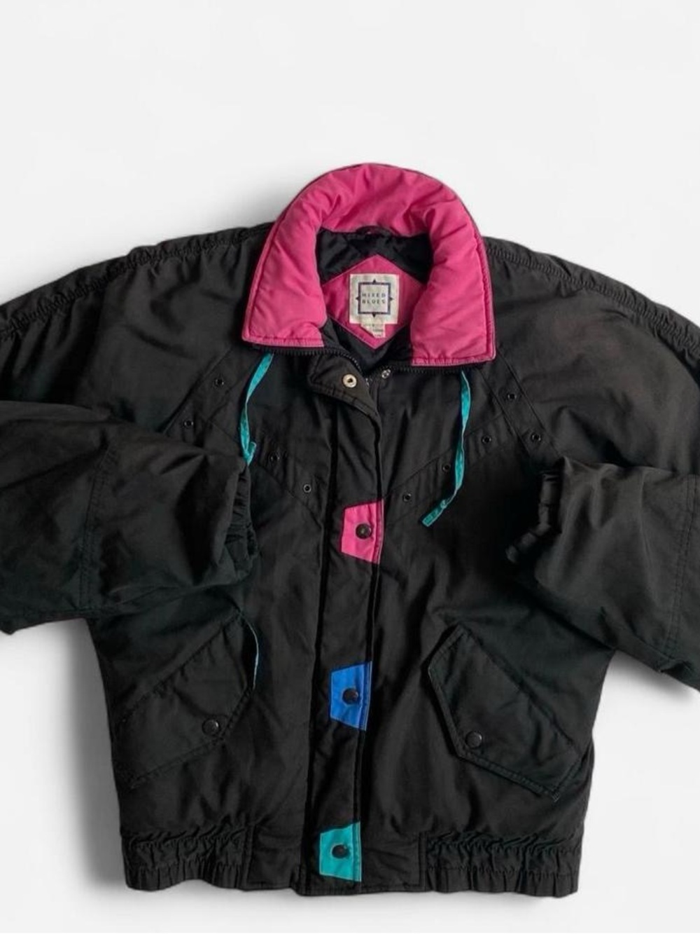 Vintage 90s black colorful puffer coat
